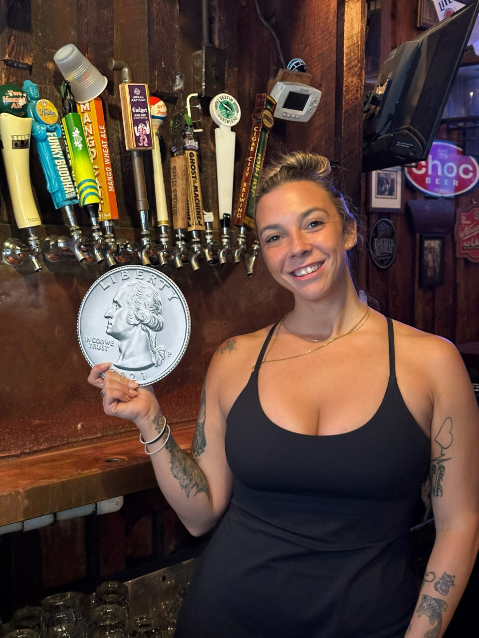 Bartender Holding Quarter Prop in End O' The Alley