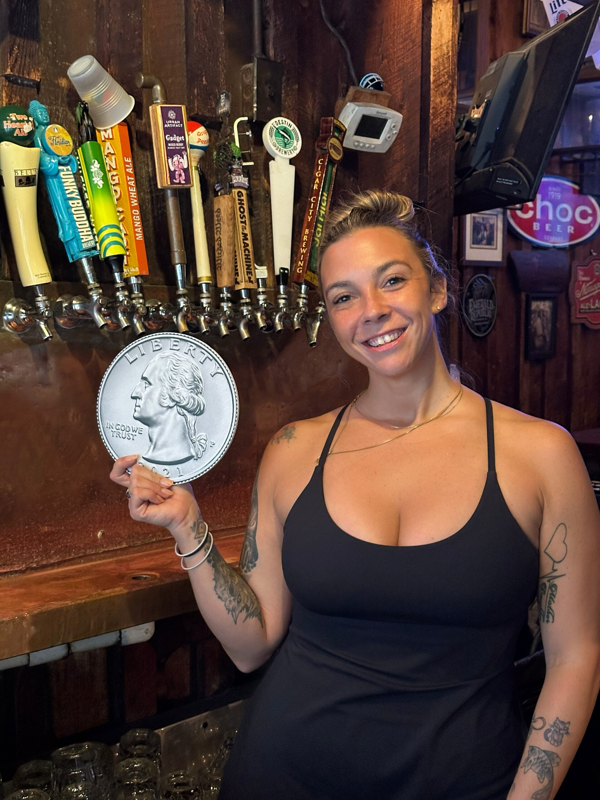 Bartender Holding Quarter Prop in End O' The Alley