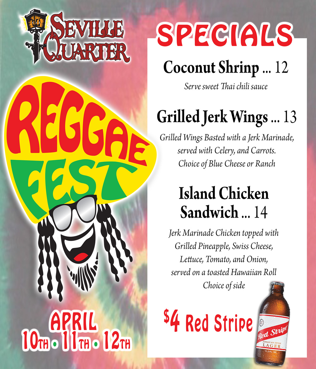 Reggae Fest Food and Drink Specials 